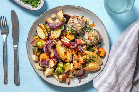 Schweinefilet und Gemüse vom Blech