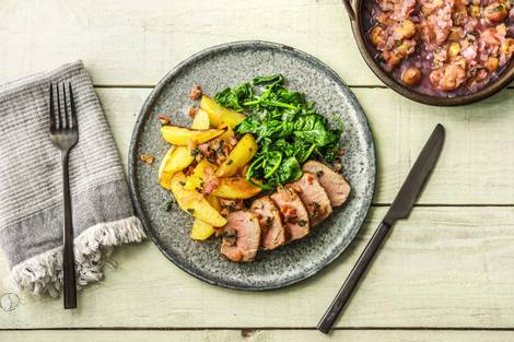 Schweinefilets mit Bacon-Salbei-Topping,