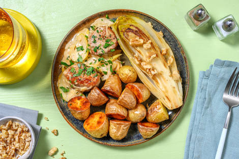 Schweinemedaillons in Apfel-Zwiebel-Sahnesoße