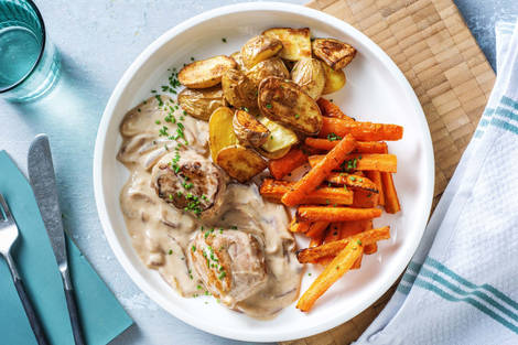 Schweinemedaillons mit Honig-Karotten