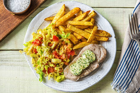 Schweinesteak mit Schnittlauchbutter,