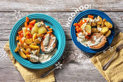 Schweinesteaks mit Kohlrabigemüse