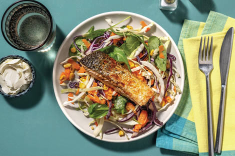 Seared Salmon & Mexican Butter Sauce