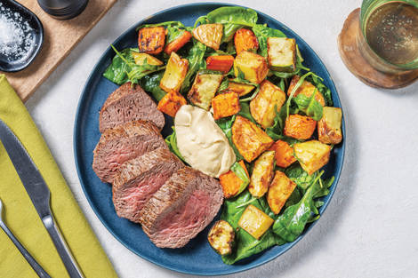 Seared Steak & Roast Veggie Toss