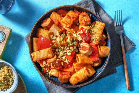 Smoky Plant-Based Sausage Rigatoni
