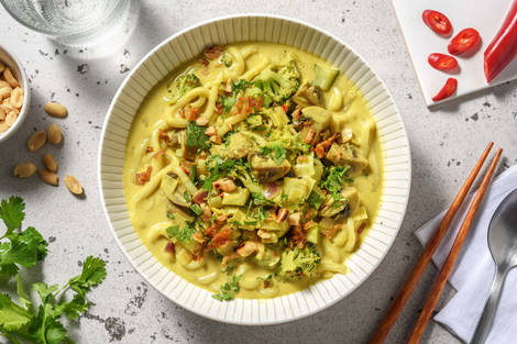 Curry-noedelsoep met kokosmelk