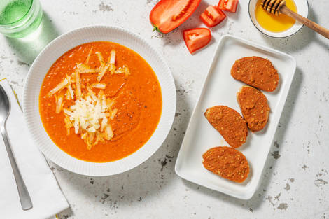 Soupe de tomate et bruschette