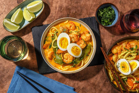Soupe laksa singapourienne aux crevettes