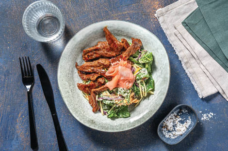 Quick Asian-Style Beef & Rainbow Slaw