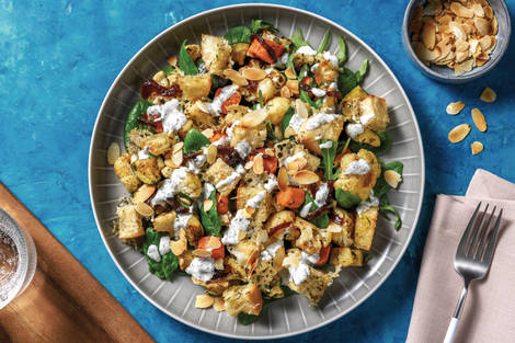 Spiced Cauliflower Toss & Cheesy Croutons