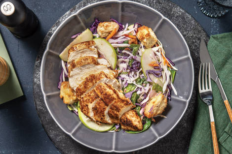 Easy Spiced Chicken & Crouton Slaw