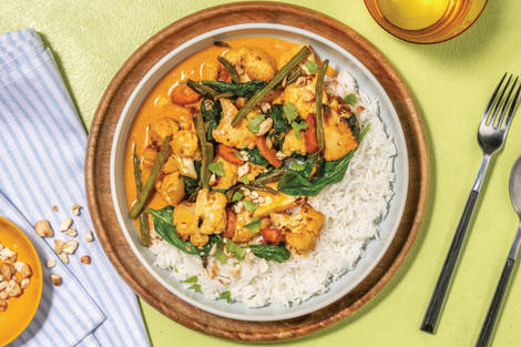 Sri Lankan Roast Veggie Curry & Garlic Rice