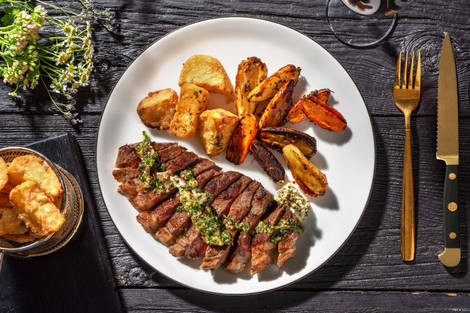 Sirloin Steak and Roast Potatoes