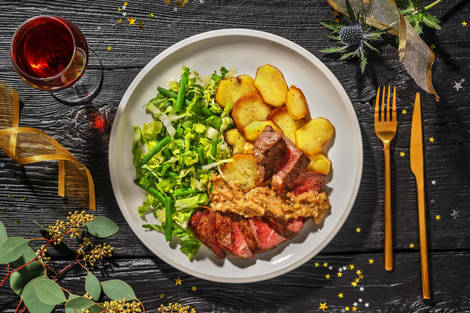 Steak avec sauce de chou-fleur à la truffe