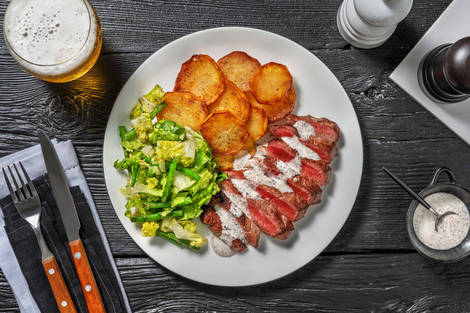 Steak avec sauce de chou-fleur à la truffe