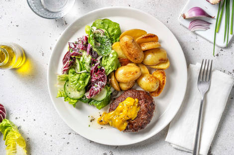 Duitse biefstuk met piccalilly