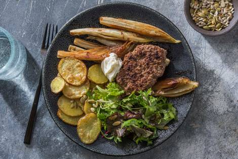 Steak haché et endives caramélisées