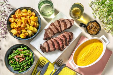 Steak met champignonroomsaus