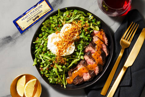 Steak with Burrata & Arugula Salad