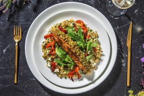 Sticky Pistachio Crusted Salmon