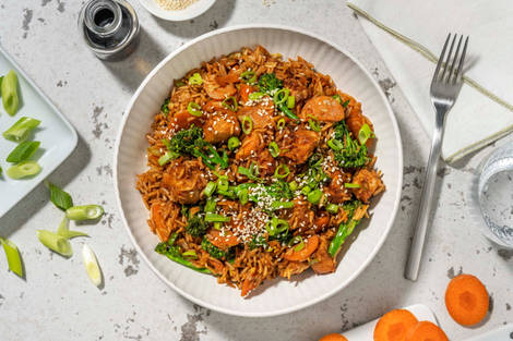 Stir fry et dés de filet de porc