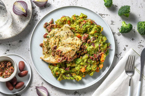 Mediterrane stamppot met gemarineerde kipfilet