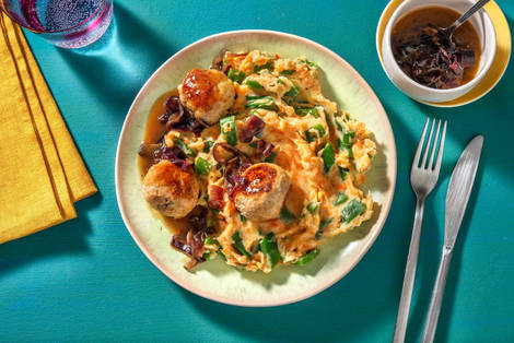 Stamppot met kipgehaktballetjes