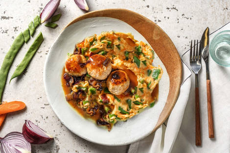 Stamppot met kipgehaktballetjes