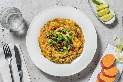 Stoemp de pak-choï aux lardons relevé de piment rouge