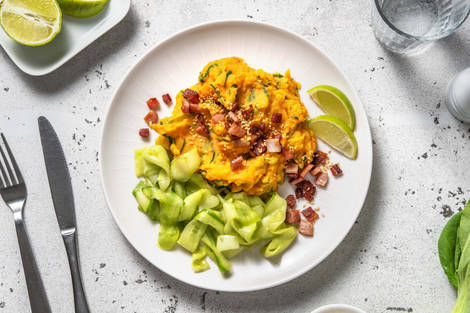 Pittige stamppot van paksoi met spekjes