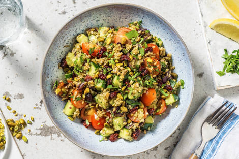 Tabouleh met tomaat, komkommer en pistachenoten