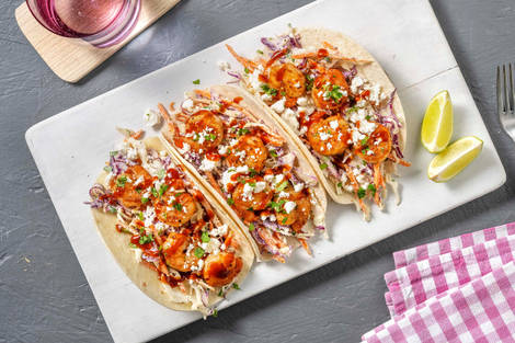 Tacos aux crevettes et salade de chou acidulée