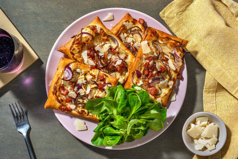 Tartelettes mit Kräuterseitlingen und Speck