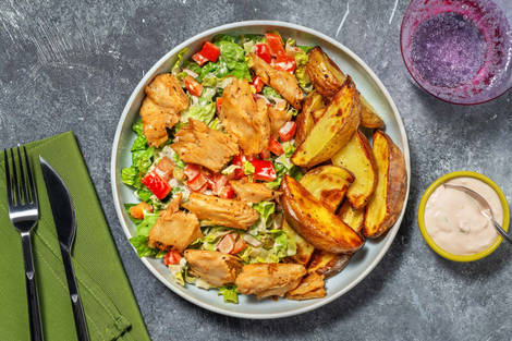 Thousand Island Salad mit veganen Filetstücken