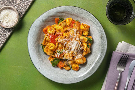 Creamy Cheese and Diced Chicken Tortellini