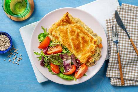 Hartige pastei met vegetarische groentenragout