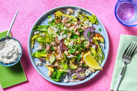 Tuna Salad mit Butterbohnen & Hirtenkäse-Knofi-Dressing