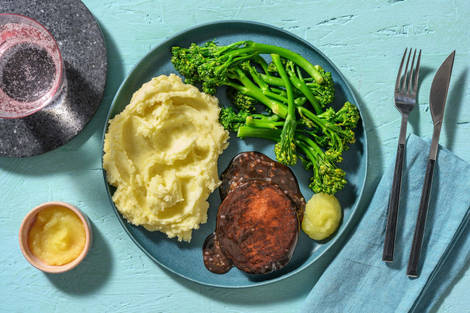 Vegane Hacktätschli in Pflaumensauce