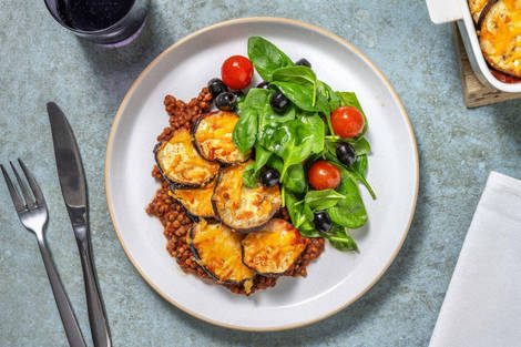 Vegetarisches Moussaka mit Linsen