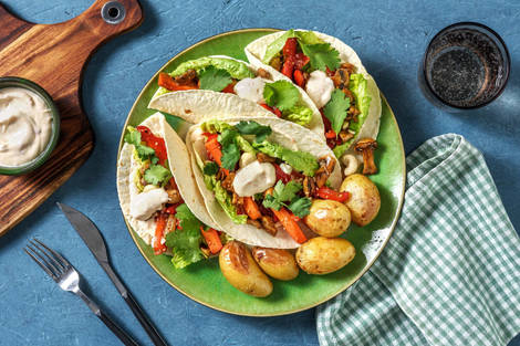 Veggie-Teriyaki-Wraps mit Koriander & Drillingen