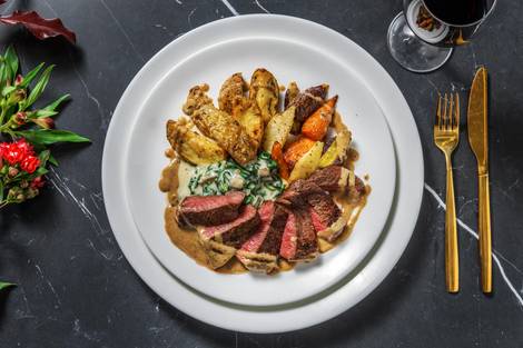 Venison Steaks and Garlic Salted Rosemary Wedges
