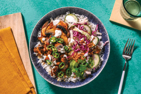 Vietnamese Two-Mushroom Rice Bowl