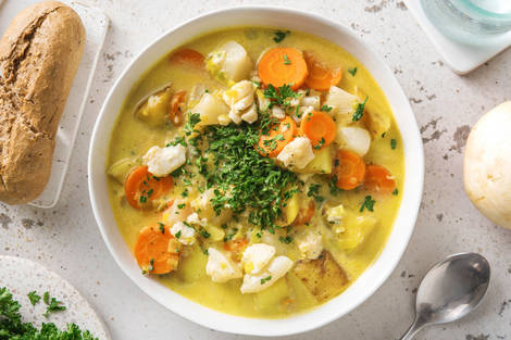 Lichte waterzooi van kabeljauw