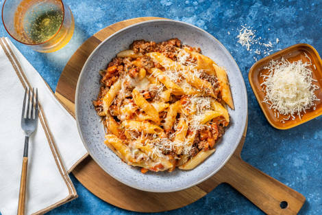 Pâtes fromagées à la bolognaise