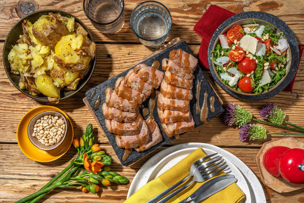 Stegt rumpsteak og rødvinssauce
