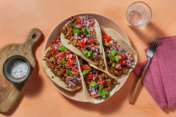 Nemme tacos på oksekød- og grøntsagsfars