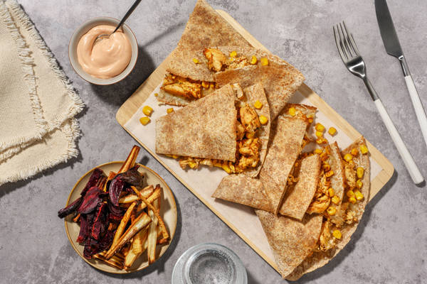Tortillatoast med kylling og cheddar
