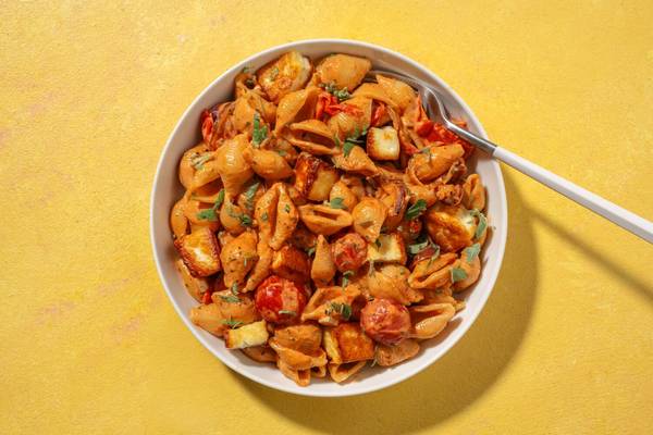 Hurtig italiensk halloumipasta