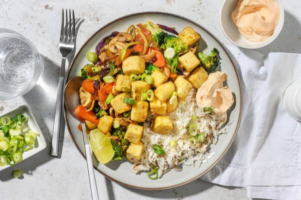 Chiliglaseret tofu