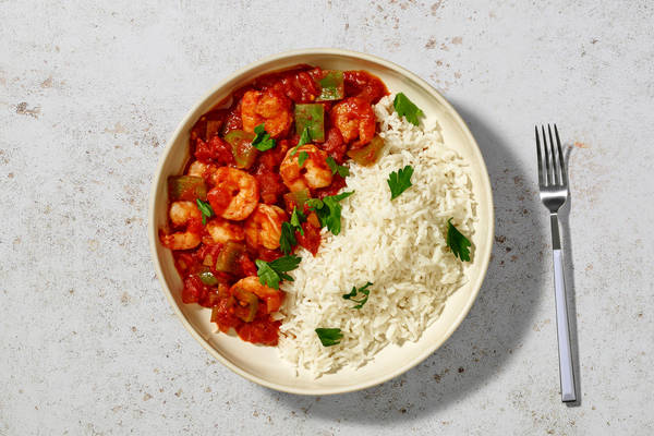 Hurtige rejer i krydret creolesauce